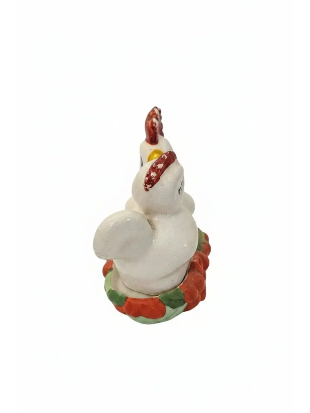 Vintage Ceramic Salt & Pepper Shakers Roster Hen Nestled in Basket - ITEM #2302